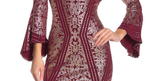 Jump Juniors Glitter Bell Sleeve Off Shoulder Above The Knee Cocktail Sheath Dress Red Size Large