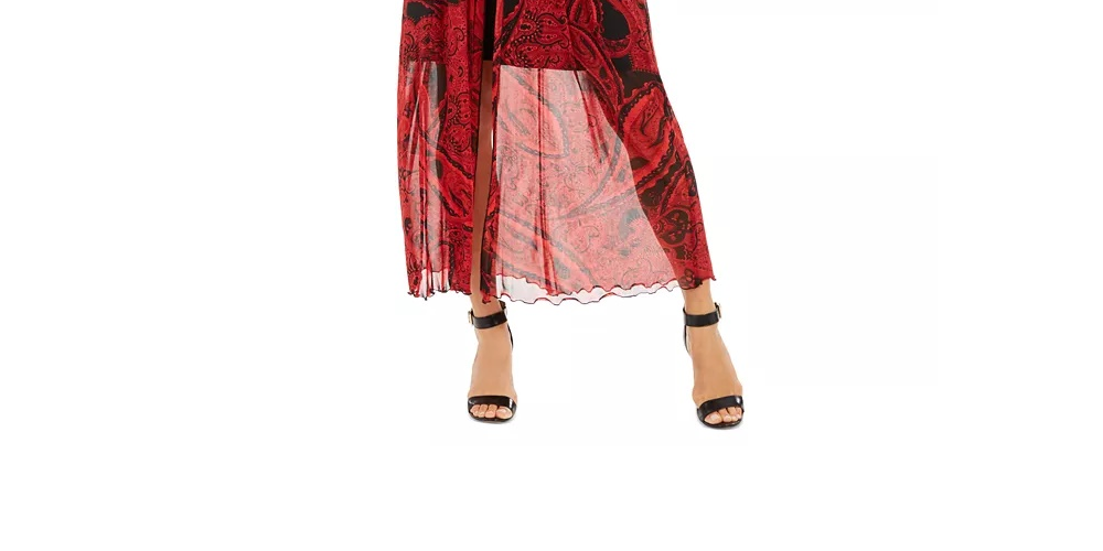 Connected Apparel Women's Red Printed Spaghetti Strap Sweetheart Neckline Jumpsuit Red Size 10