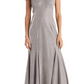 R & M Richards Women's Gray Sequined Zippered Spaghetti Strap Off Shoulder Full-Length Fit + Flare Formal Dress Charcoal Size 10