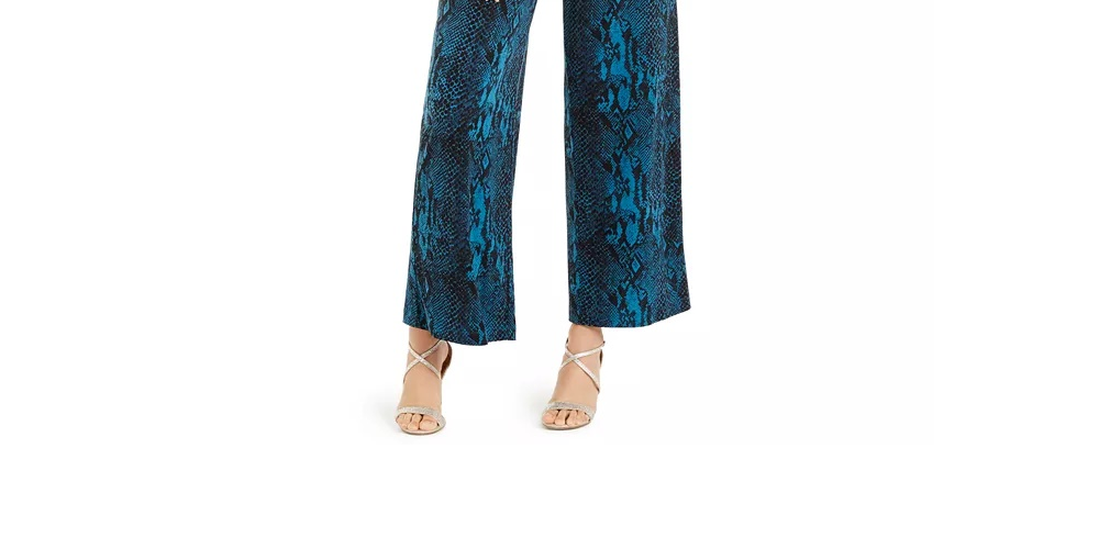 Thalia Sodi Women's Floral-Print Chain-Neck Jumpsuit Green/Black Size XX-Large