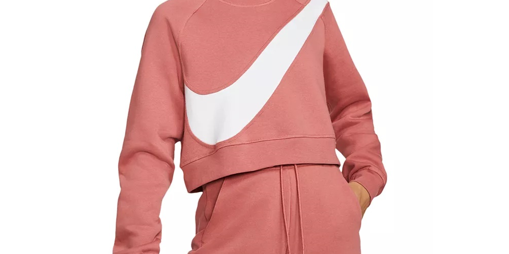 Nike Women's Sportswear Logo Fleece Sweatshirt Pink Size Large