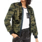 Bar III Women's Printed Faux-Fur Bomber Jacket Green Size XXS