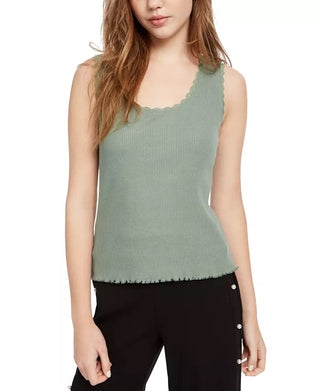 Planet Gold Juniors' Lace-Trim Ribbed Tank Top Green Size Medium
