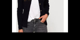 Superdry Women's Croyde Bay Cable Knit Cardigan Sweater Navy Size 4