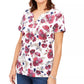 Karen Scott Women's Floral Henley Top White Size Small