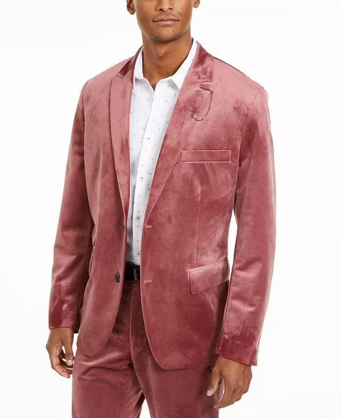 INC International Concepts Men's Big & Tall Velvet Blazer Red Size 4Xlt