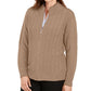 Karen Scott Women's Cable Knit Zip Front Sweater Brown Size Petite XL
