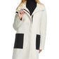 DKNY Women's Stand Collar Faux Leather Pocket Coat White Size X-Small