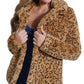 Guess Women's Reckless Animal Print Faux Fur Coat Brown Size Large