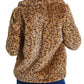 Guess Women's Reckless Animal Print Faux Fur Coat Brown Size Large
