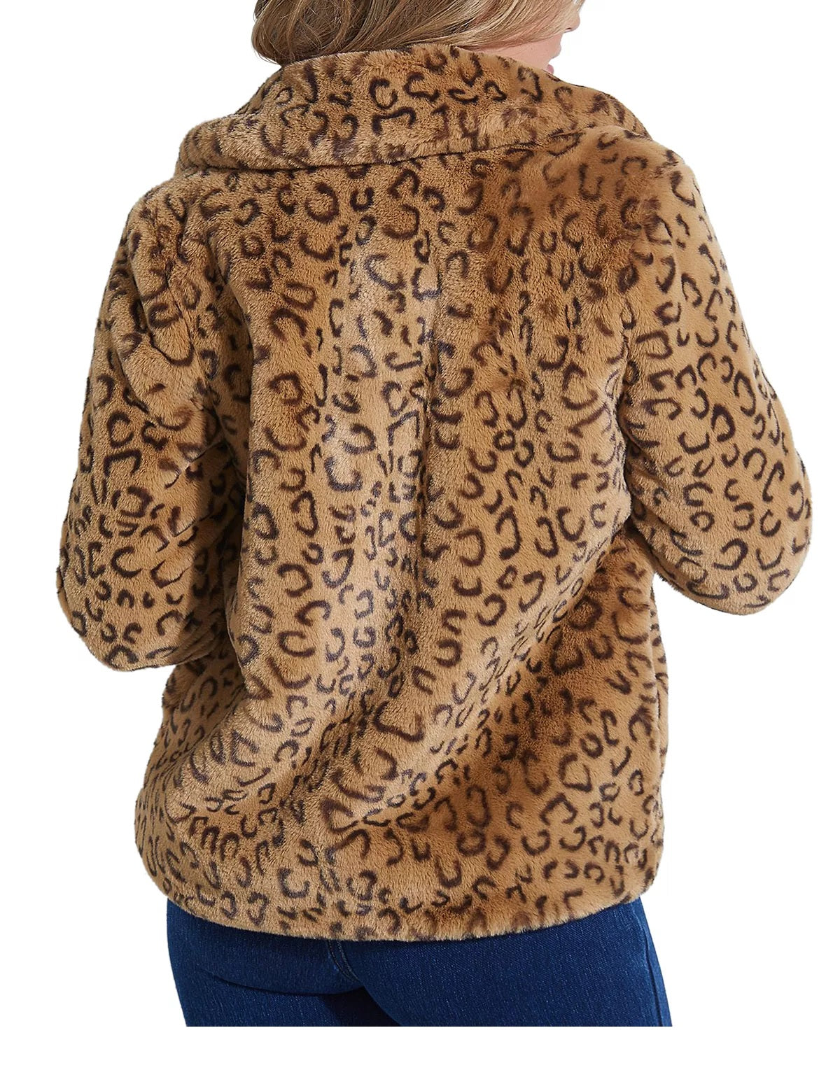 Guess Women's Reckless Animal Print Faux Fur Coat Brown Size Large