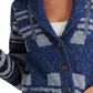 Lucky Brand Women's Shawl Collar Button Cardigan Sweater Indigo Multi Blue Size X-Large