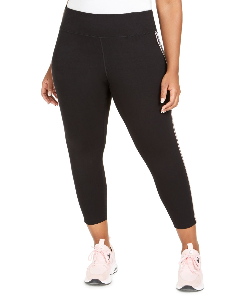 Calvin Klein Women's Performance Plus Size Logo-Side Cropped Leggings Black Size 2X