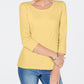 Karen Scott Women's Scoop-Neck Top Yellow Size Small