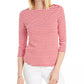 Charter Club Women's Supima Cotton Striped Top Pink Size X-Large