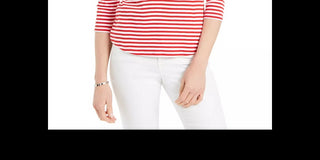 Charter Club Women's Supima Cotton Striped Top Pink Size X-Large