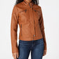 Maralyn & Me Juniors' Faux-Leather Moto Jacket Brown Size Large