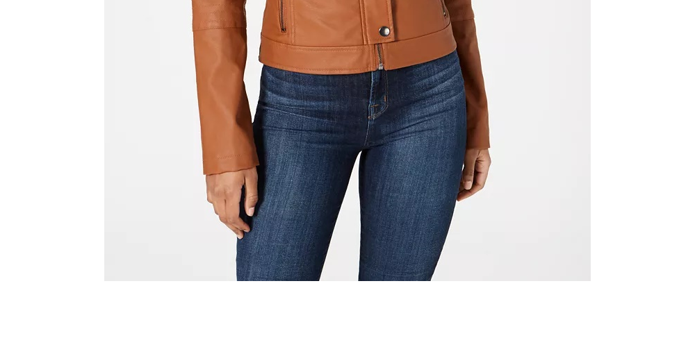 Maralyn & Me Juniors' Faux-Leather Moto Jacket Brown Size Large