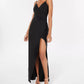 Emerald Sundae Junior's High Slit Gown Black Size X-Large