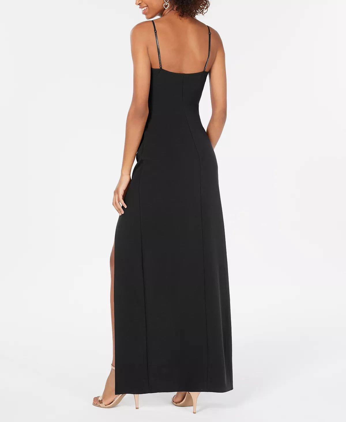 Emerald Sundae Junior's High Slit Gown Black Size X-Large