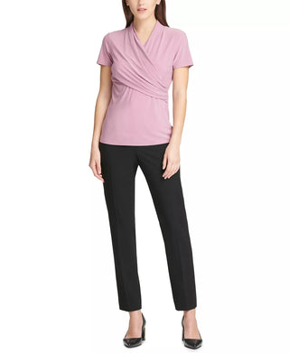 DKNY Women's Purple Short Sleeve V Neck Top Purple Size X-Large