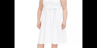 Calvin Klein Women's Plus Size Daisy-Trim A-Line Dress White Size Petite Small