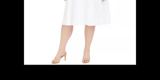 Calvin Klein Women's Plus Size Daisy-Trim A-Line Dress White Size Petite Small