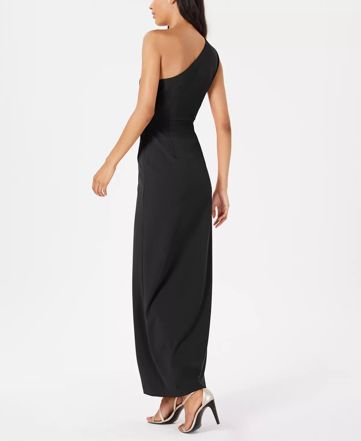 Calvin Klein Women's Draped One-Shoulder Gown Black Size 8