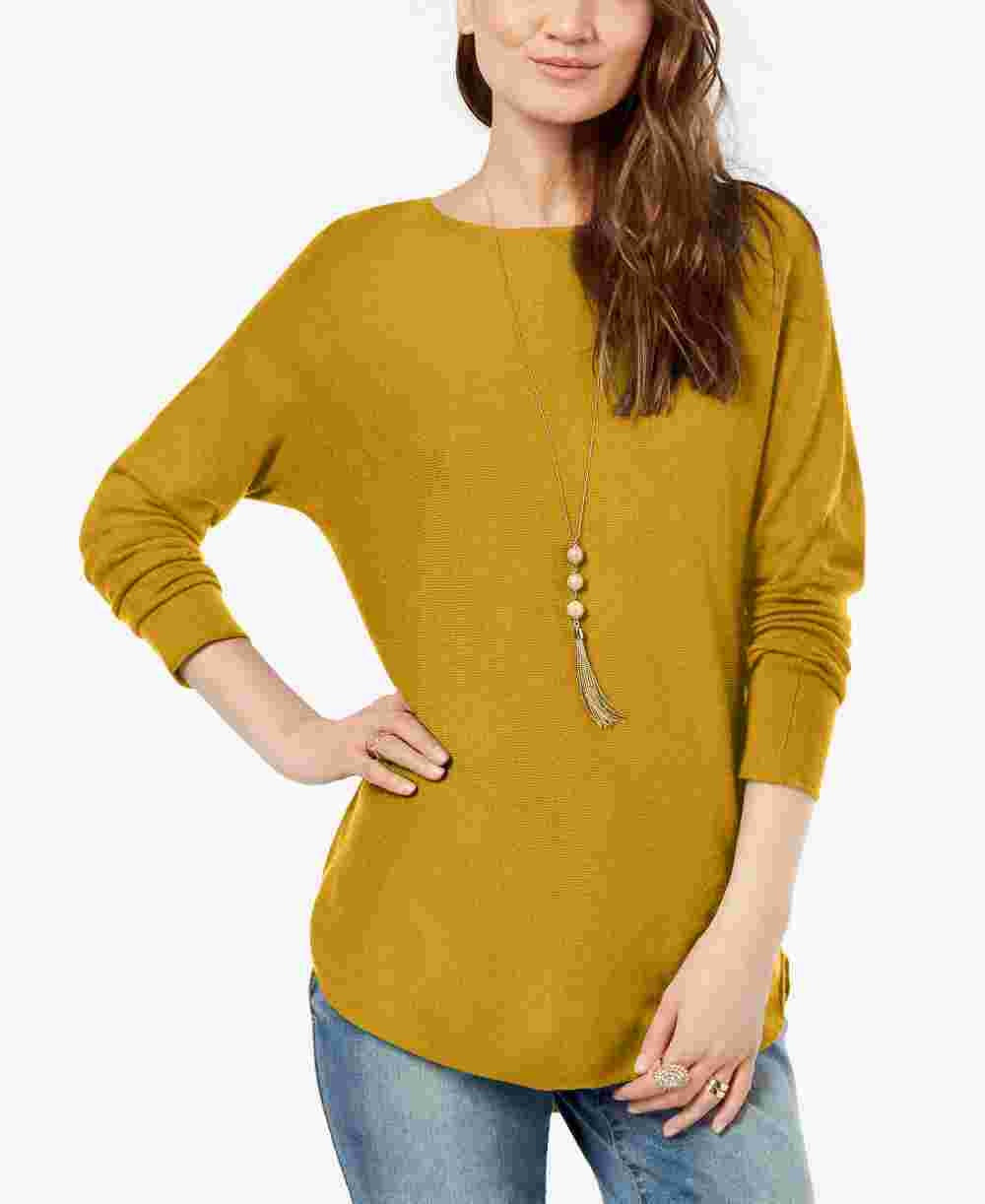 INC International Concepts Women's Shirttail Sweater Gold Size XX-Large