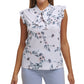 Calvin Klein Women's Printed Tie-Neck Top White Size X-Small