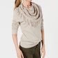 Style & Co Women's Petite Fringed Cowl-Neck Sweater Brown Size Petite XL