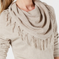 Style & Co Women's Petite Fringed Cowl-Neck Sweater Brown Size Petite XL