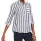 Style & Co Women's Striped Utility Shirt Grey Size X-Large