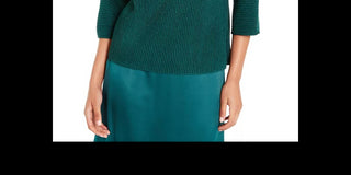 Alfani Women's Metallic Ribbed-Knit Sweater Blue Size Large