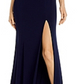 Aqua Women's V-Neck Side Illusion Gown Exclusive Blue Size 12