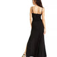 Emerald Sundae Junior's Ruched Side Slit Slim Gown Black Size Medium