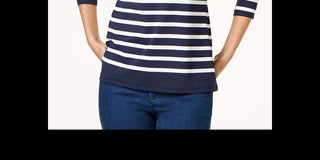 Charter Club Women's Striped And Floral-Print Top Yellow Size Medium