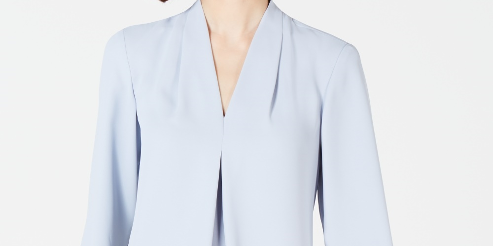 Bar III Women's Inverted-Pleat Blouse Blue Size Medium