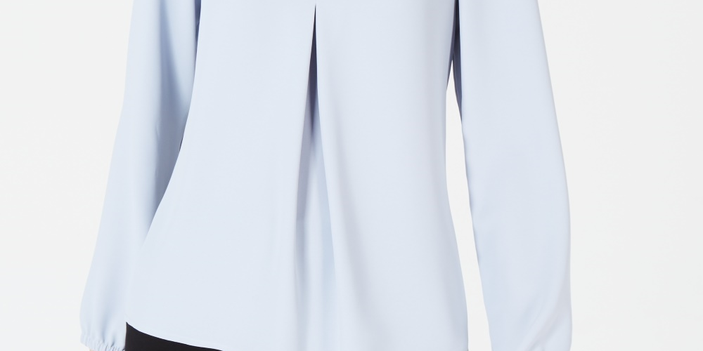 Bar III Women's Inverted-Pleat Blouse Blue Size Medium