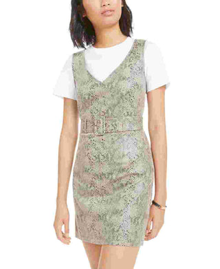 Bar III Women's Faux Suede Snake Print Mini Dress Snake Size XX-Large