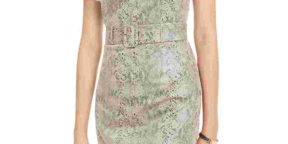 Bar III Women's Faux Suede Snake Print Mini Dress Snake Size XX-Large