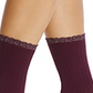 Hue Women's Scalloped Pointelle Crew Socks Burgundy One Size