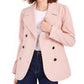 Maison Jules Women's Double-Breasted Notched Collar Pea Coat Pink Size Medium