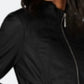 Jou Jou Women's Zippered Pocketed Vegan Leather Motorcycle Coat Juniors Black Size X-Large