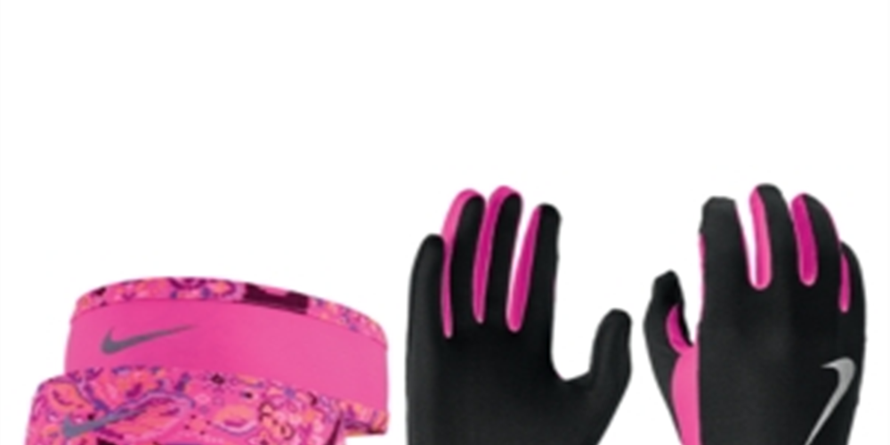 Nike Women's Run Dry Headband & Gloves Set Pink Size XS