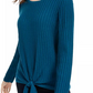 INC International Concepts Women's Ribbed Knotted Sweater Turquoise Size Large