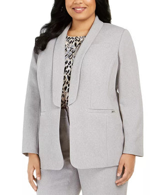 Calvin Klein Women's Plus Parker Twill Open Front Topper Jacket Gray Size 22W