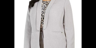 Calvin Klein Women's Plus Parker Twill Open Front Topper Jacket Gray Size 22W