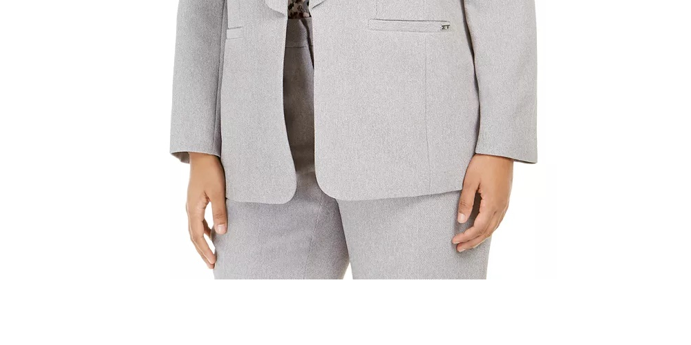 Calvin Klein Women's Plus Parker Twill Open Front Topper Jacket Gray Size 22W