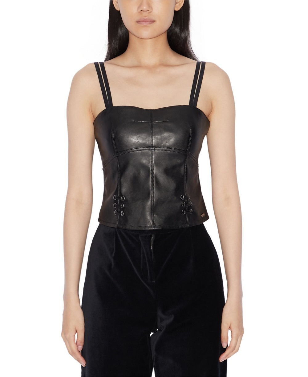 Ax Armani Exchange Women's Faux Leather Tank Top Black Size X-Small